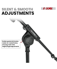 5 Core Microphone Stand Floor Height Adjustable w Extending Telescoping Boom Arm