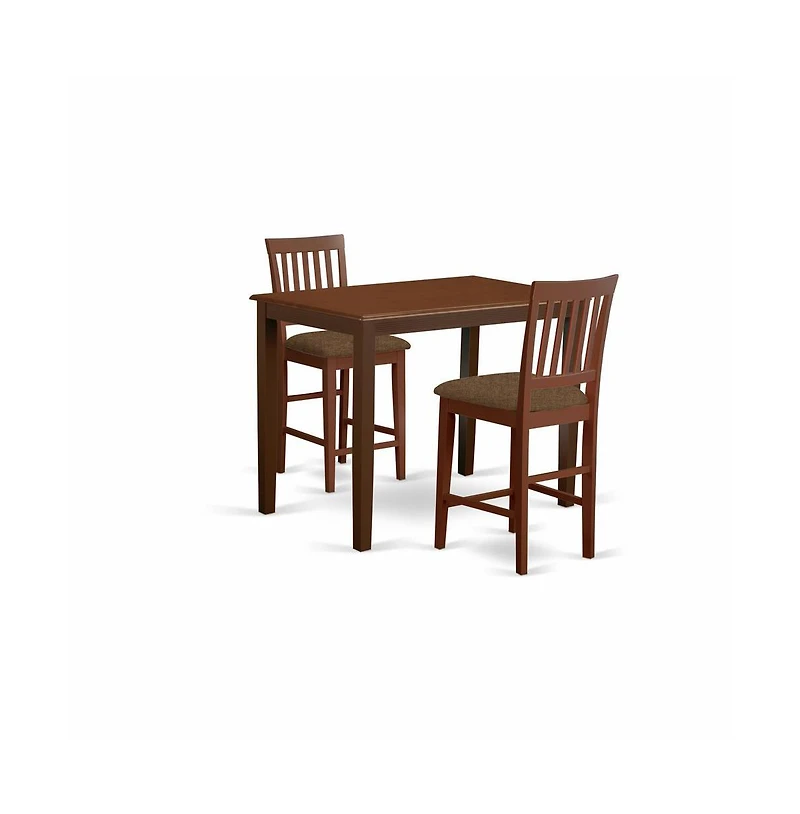 East West Furniture 3 Pc counter height Dining set - high top Table and 2 Kitchen Dining Chairs