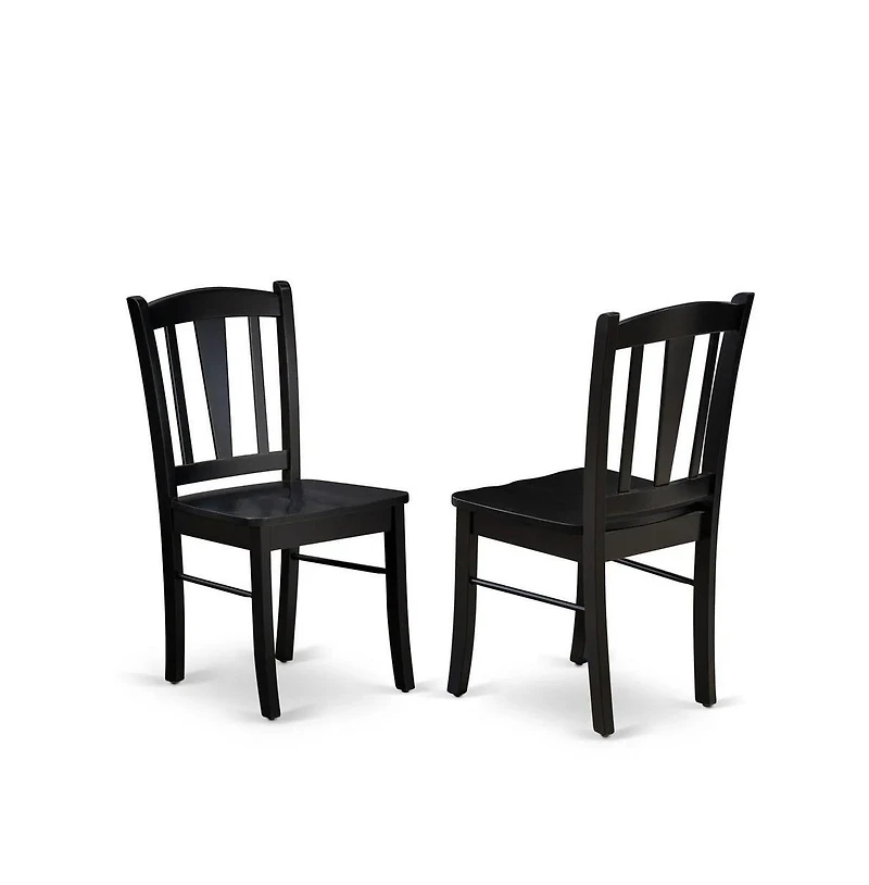 East West Furniture 5-Pc Kitchen Dining Room Set- 4 Dining Chairs and Kitchen Dining Table - Wooden Seat and Slatted Chair Back (Black Finish)
