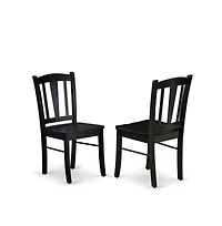 East West Furniture 5-Pc Kitchen Dining Room Set- 4 Dining Chairs and Kitchen Dining Table - Wooden Seat and Slatted Chair Back (Black Finish)