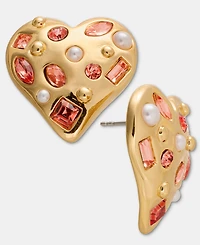I.n.c. International Concepts Color Crystal and Imitation Pearl Heart Drop Earrings, Macy's Exclusive