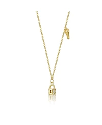 Rachel Glauber 14K Gold Plated with Clear Cubic Zirconia Lock & Key Design Necklace