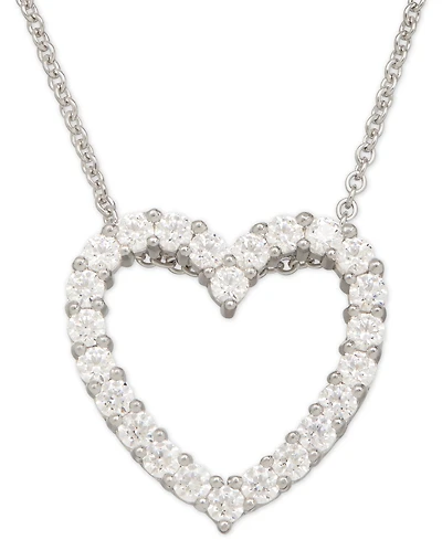 Cubic Zirconia Heart Pendant Necklace in Sterling Silver