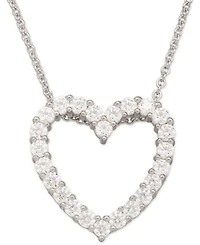 Cubic Zirconia Heart Pendant Necklace in Sterling Silver