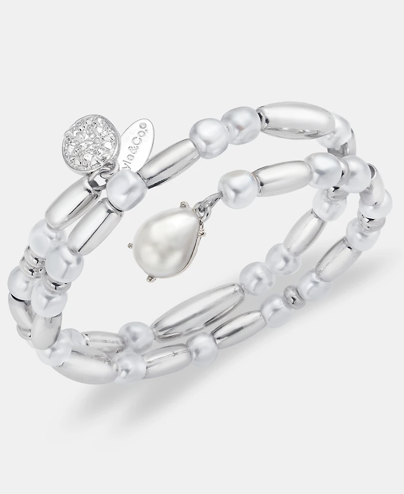 Style & Co Imitation Pearl Beaded Coil Bracelet, Macy's Exclusive