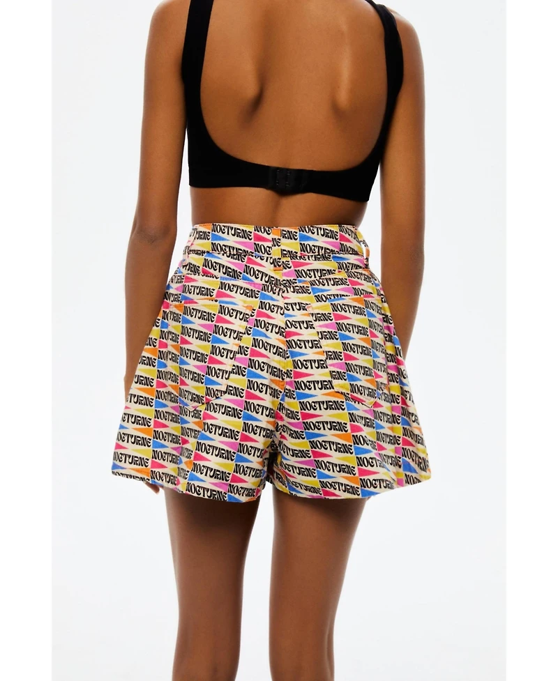 Nocturne Women's Zipper Detailed Patterned Mini Shorts
