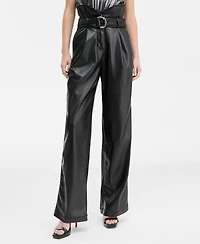 Boss Orange Women's Ultra High-Waist Belted Faux-Leather Pants