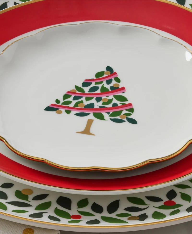 Kate Spade Evergreen Scallop Tidbit Plates, Set of 4