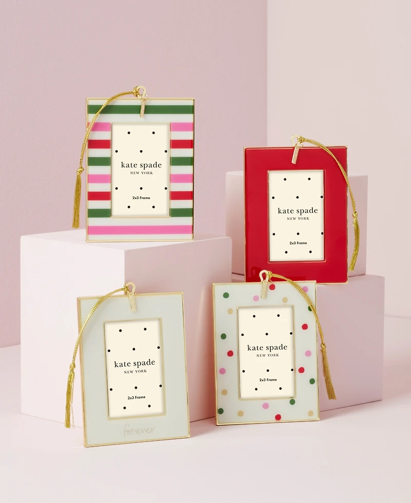Kate Spade Be Jolly Mini Frame Ornament, stripe