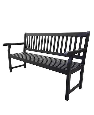 Jonathan Y Laurel 59.1" 3-Seat Slat-Back 600-Lbs Support Acacia Wood Outdoor Garden Patio Bench