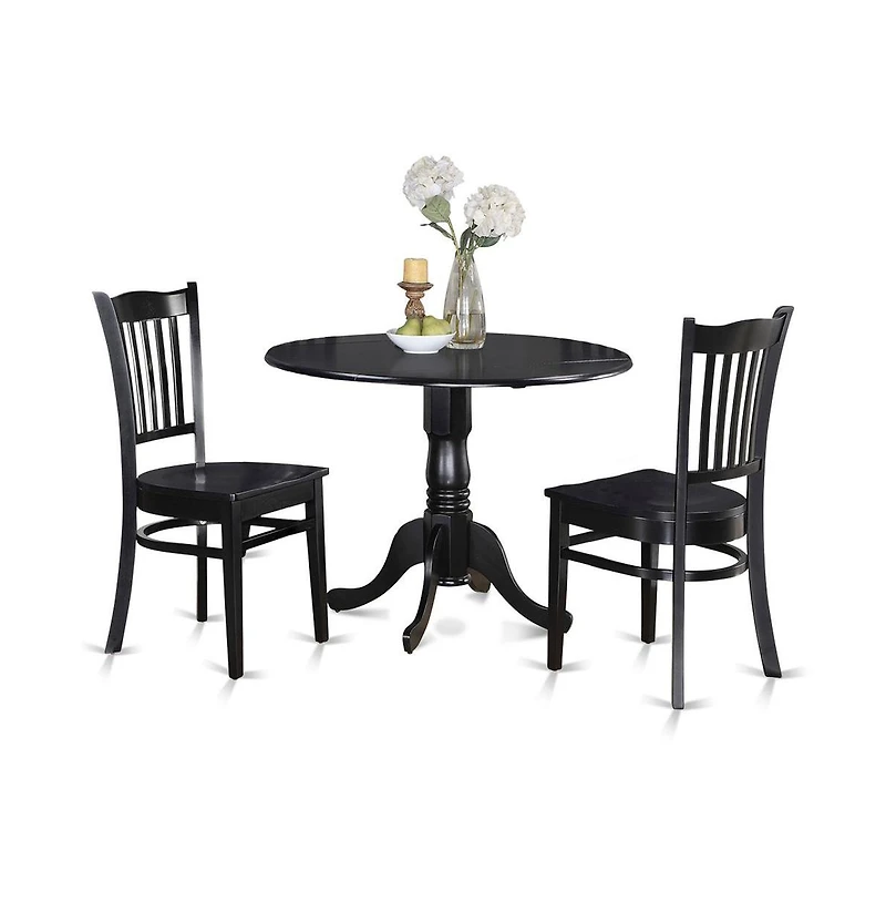 East West Furniture 3 Pc small Kitchen Table and Chairs set-round Kitchen Table and 2 dinette Chairs