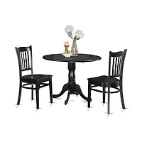 East West Furniture 3 Pc small Kitchen Table and Chairs set-round Kitchen Table and 2 dinette Chairs