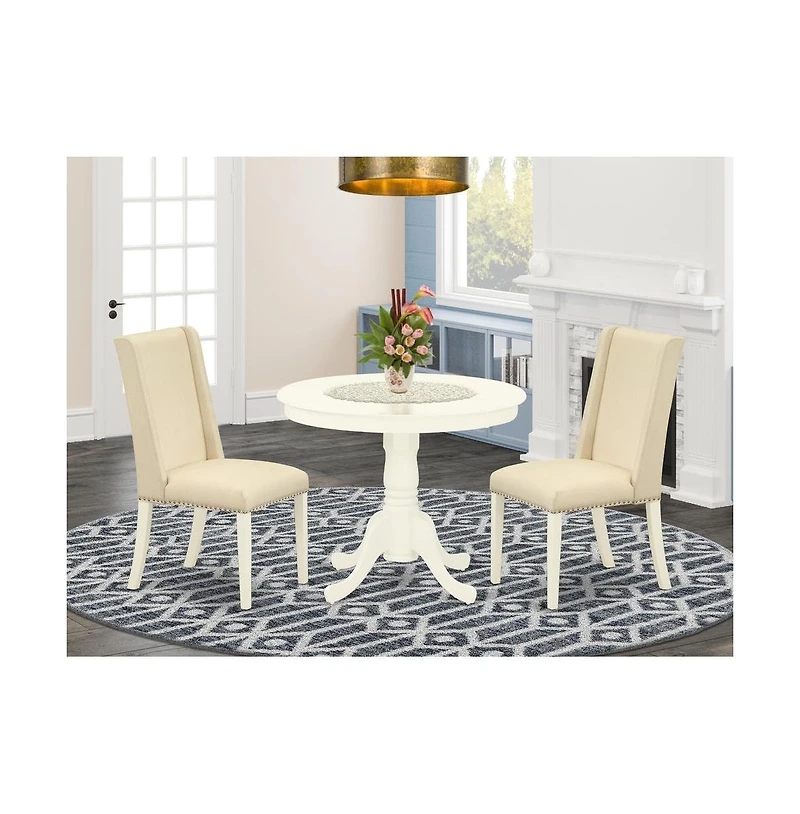 East West Furniture Dining Room Set Linen White
