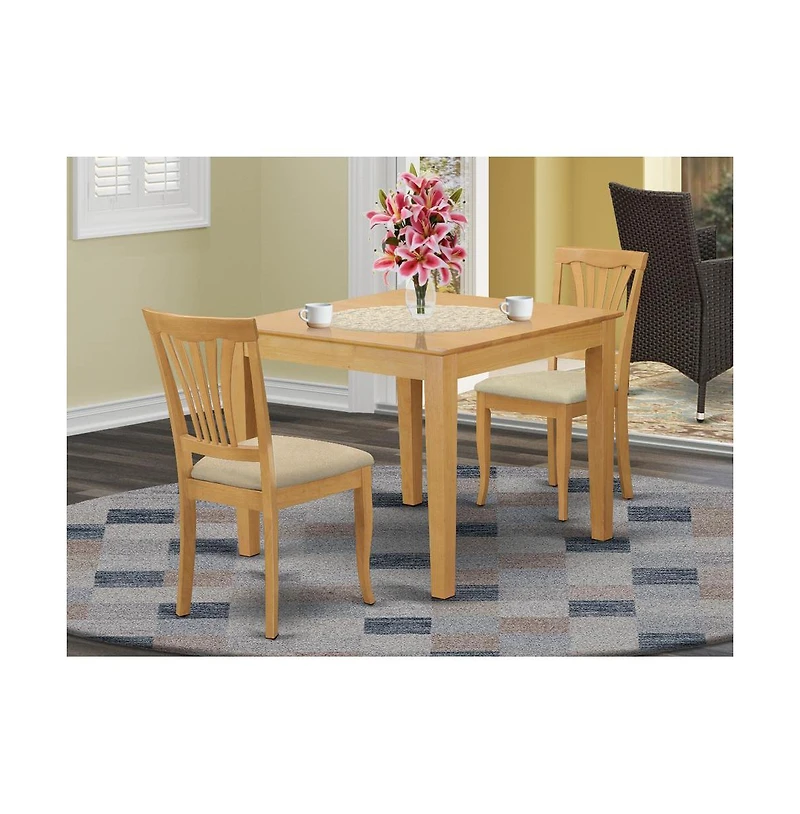 East West Furniture 3 Pc Kitchen Table set - Dining Table for small spaces and 2 Dining Chairs