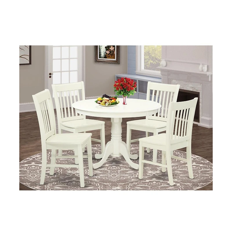 East West Furniture Dining Room Set Linen White