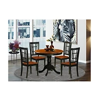 East West Furniture 5 Pc Dining Table with 4 Wood Chairs in Black and Cherry
