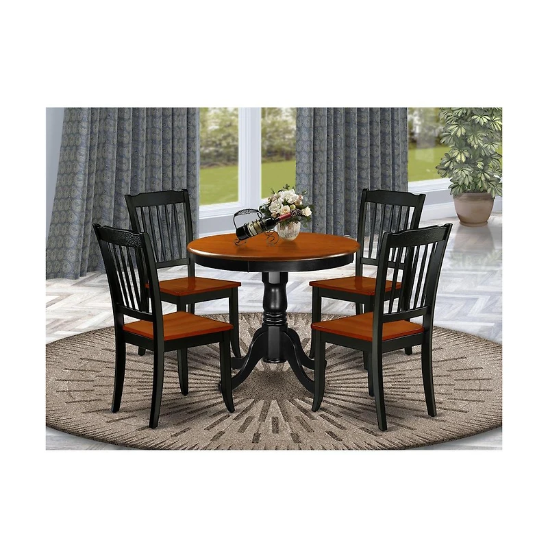 East West Furniture Dining Room Set Black & Cherry