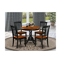 East West Furniture Dining Room Set Black & Cherry