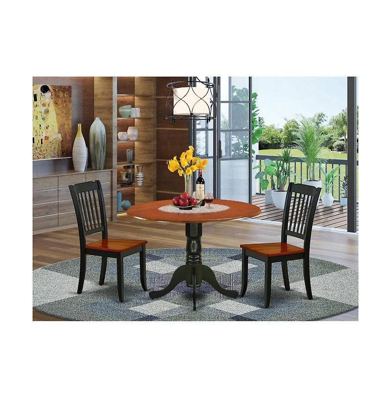 East West Furniture Dining Room Set Black & Cherry
