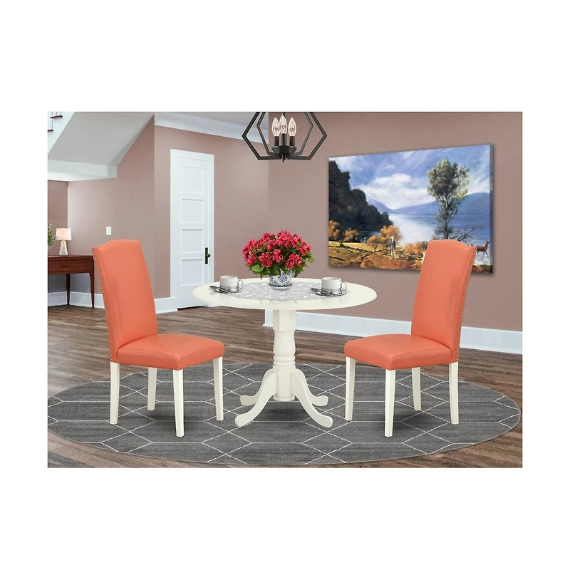 East West Furniture Dining Room Set Linen White