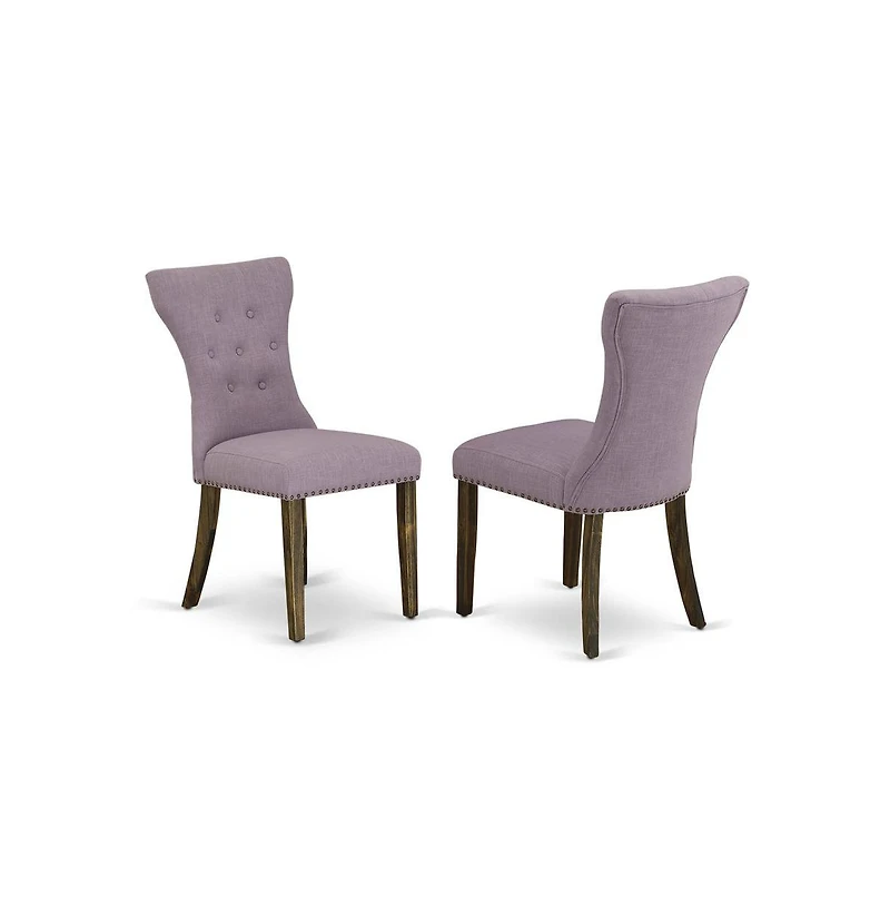 East West Furniture 5-Piece Dinette Set- 4 Upholstered Dining Chairs with Dahlia Linen Fabric Seat and Button Tufted Chair Back