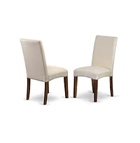 East West Furniture 3 Piece Wooden Dining Table Set Includes 1 Drop Leaves Dining Table and 2 Cream Linen Fabric Upholstered Dining Chairs with High B