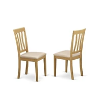 East West Furniture 3 Piece Kitchen Dining Table Set - Oak Kitchen Table and 2 Oak Linen Fabric Dining Room Chairs with Slatted Back- Oak Finish