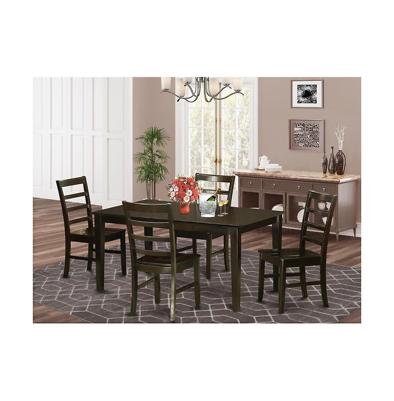 East West Furniture 5 Pc Dining room set-Glass Top Dining Table and 4 Dining Chairs