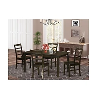 East West Furniture 5 Pc Dining room set-Glass Top Dining Table and 4 Dining Chairs
