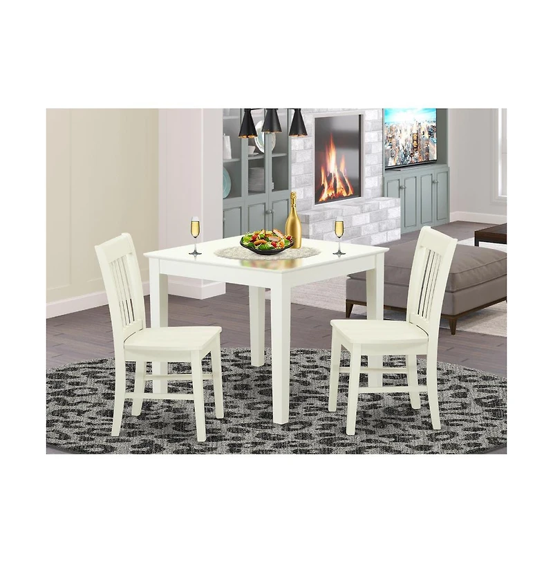 East West Furniture Dining Room Set Linen White