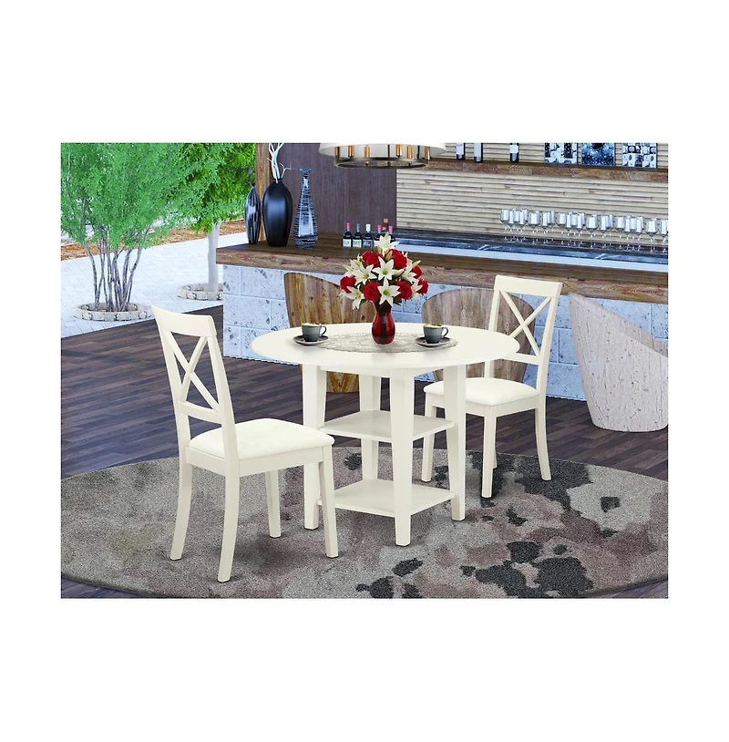 East West Furniture Dining Room Set Linen White