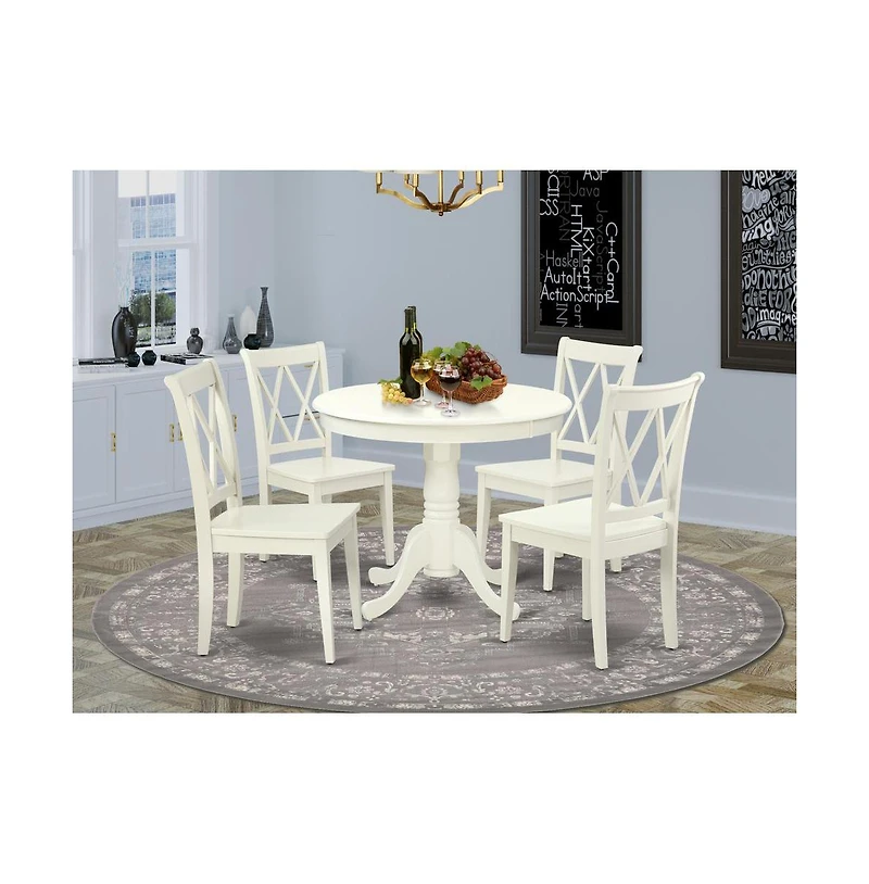 East West Furniture Dining Room Set Linen White