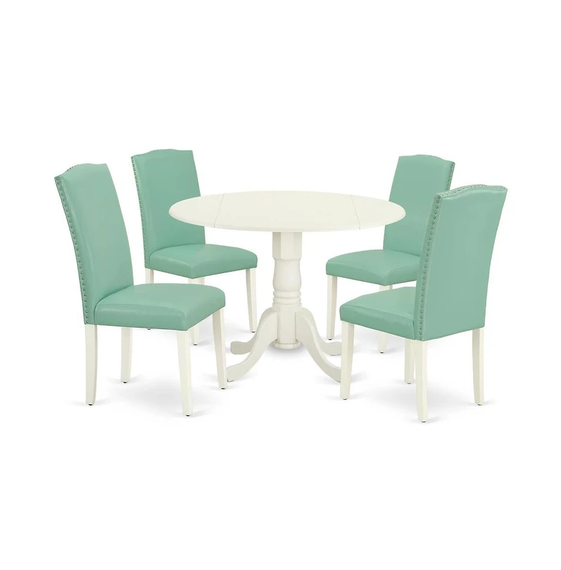 East West Furniture Dining Room Set Linen White