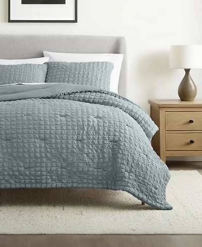 Ienjoy Home Textured Seersucker Box 3-Pc. Comforter Set, King/ California King