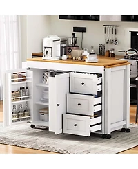 Maison Boucle 74.8" Expandable Kitchen Island with Slide-Out Table, Drawers & Usb Outlet-Maison Boucle