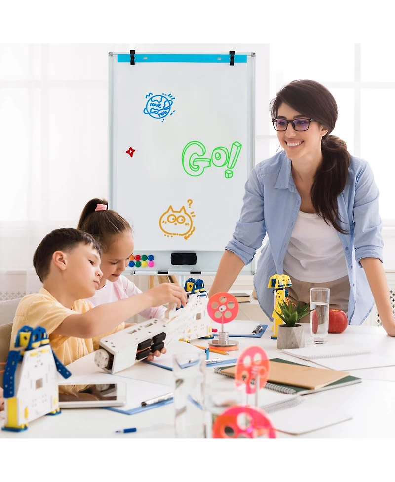 Mobile Whiteboard 40" x 26" Height Adjustable Magnetic Dry Erase Board with Stand