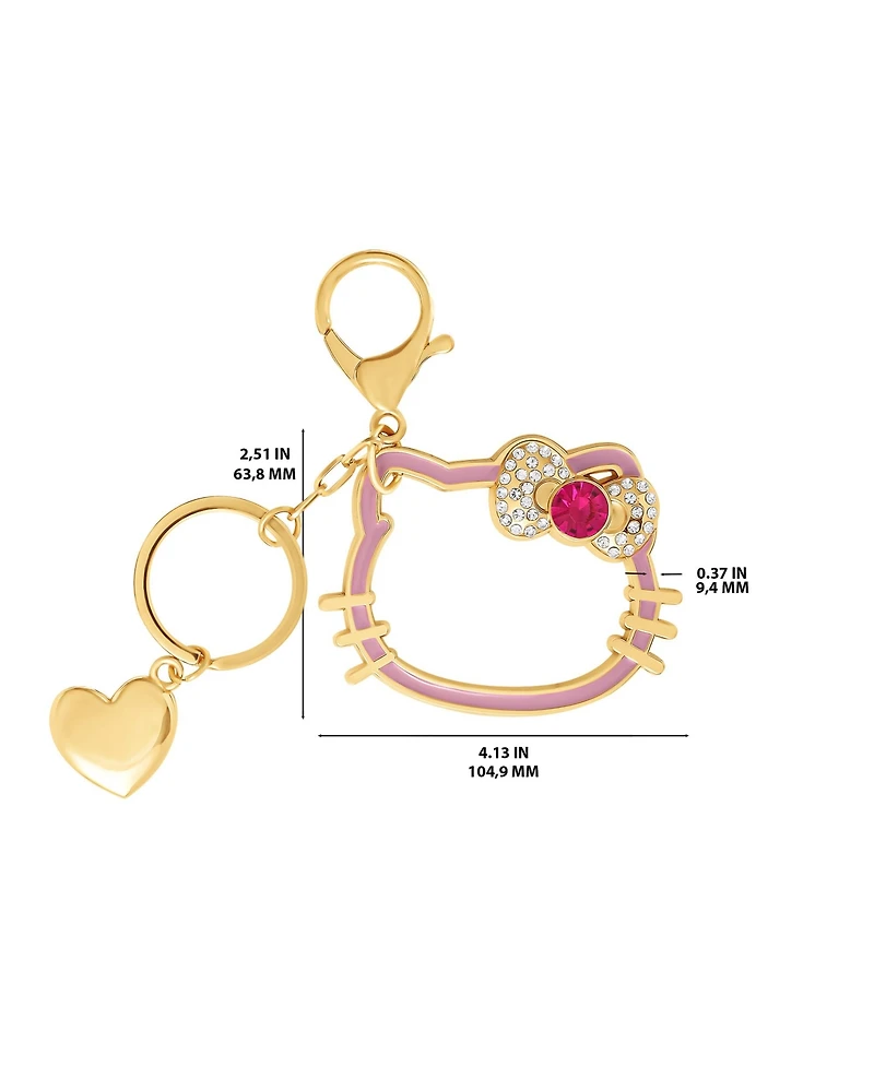 Hello Kitty Sanrio Hello Kitty Gold Outline Keychain with Red Bow and Heart