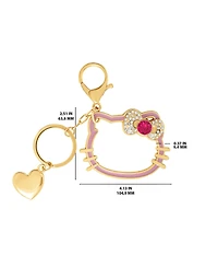 Hello Kitty Sanrio Hello Kitty Gold Outline Keychain with Red Bow and Heart