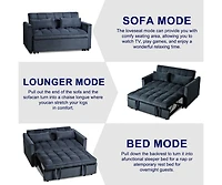 Maison Boucle Pull-Out Velvet Loveseat Sleeper Sofa Bed, 3-in-1 Convertible Futon Couch with Adjustable Back, Storage Pocket & Pillows-Maison Boucle