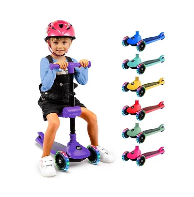3-Wheel Foldable Kids Scooter - Child Toy Scooter with Built-in Led Wheel Lights, Foldable Seat, and Easy Maneuvering