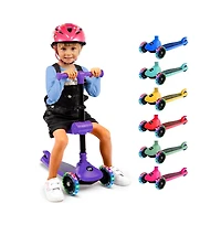 3-Wheel Foldable Kids Scooter - Child Toy Scooter with Built-in Led Wheel Lights, Foldable Seat, and Easy Maneuvering