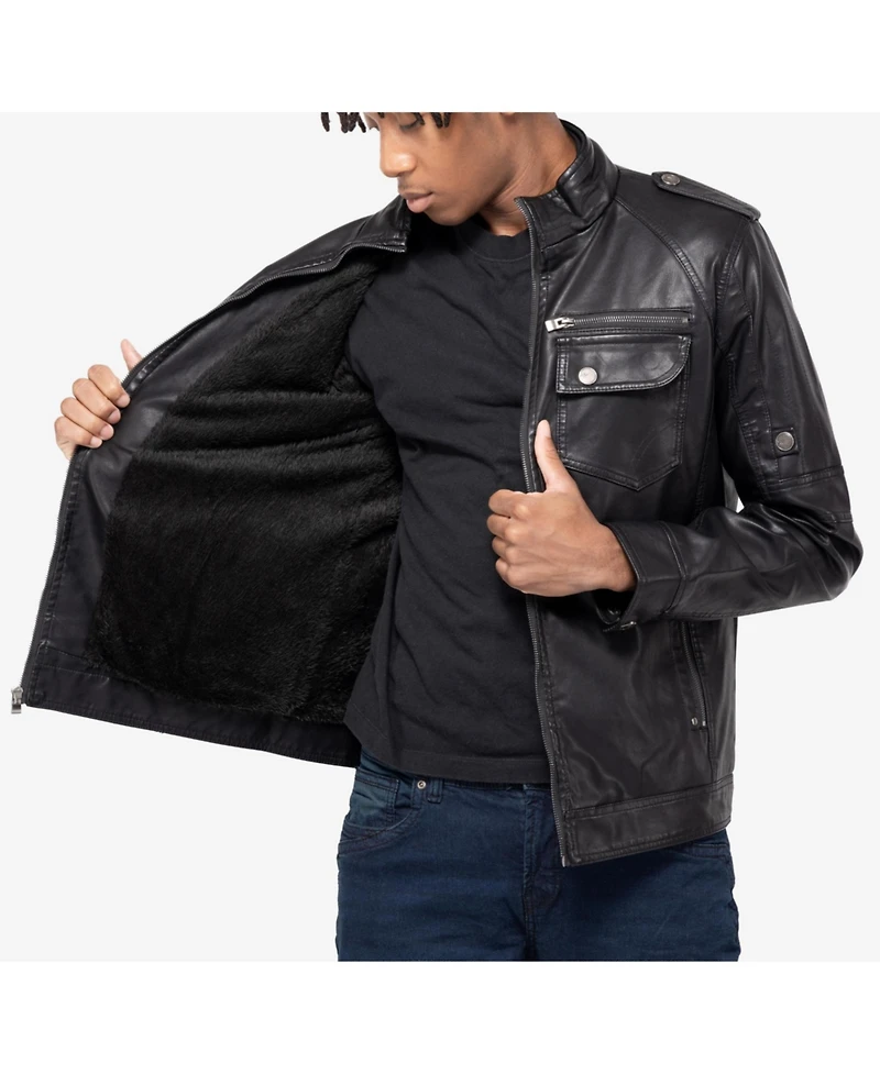Xray Men's Utility Jacket With Faux Shearling Lining