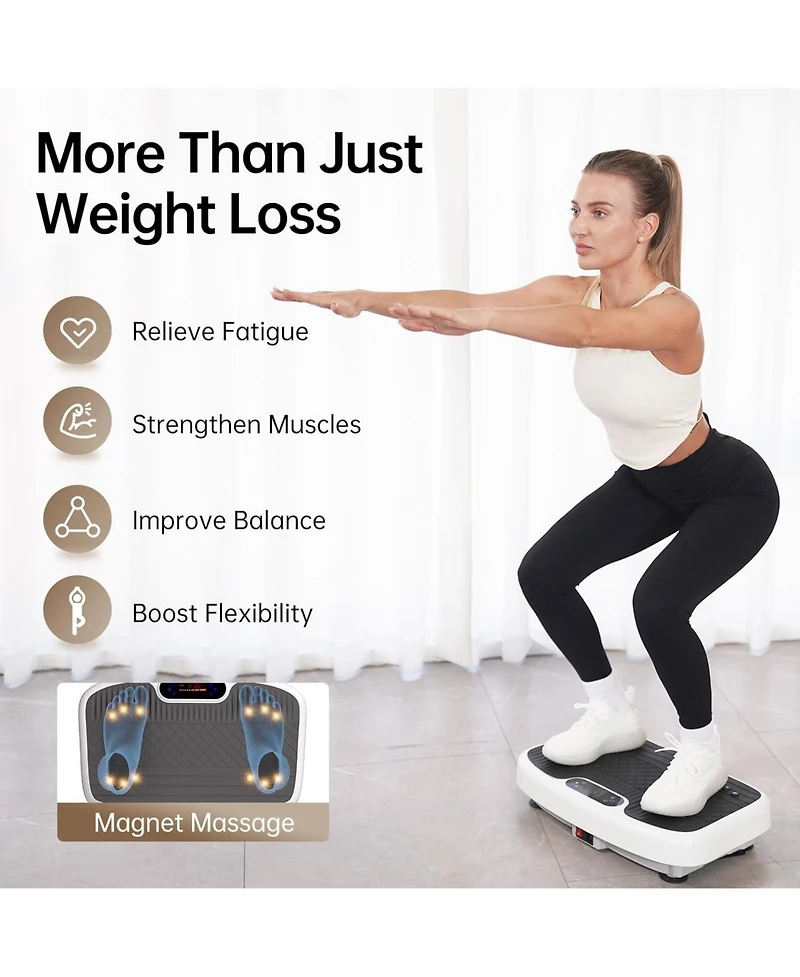 350lbs Capacity Vibration Plate Exercise Machine Vibrating for Lymphatic Drainage & Weight Loss Whole Body Shaking Workout Fitness