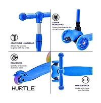 Lightweight and Adjustable Mini Kickboard Scooter with Led Light Wheel for Kids (Blue)