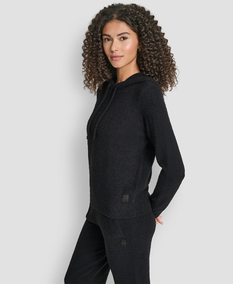 Dkny Women's Feather Yarn Hood Tonal Hoodie