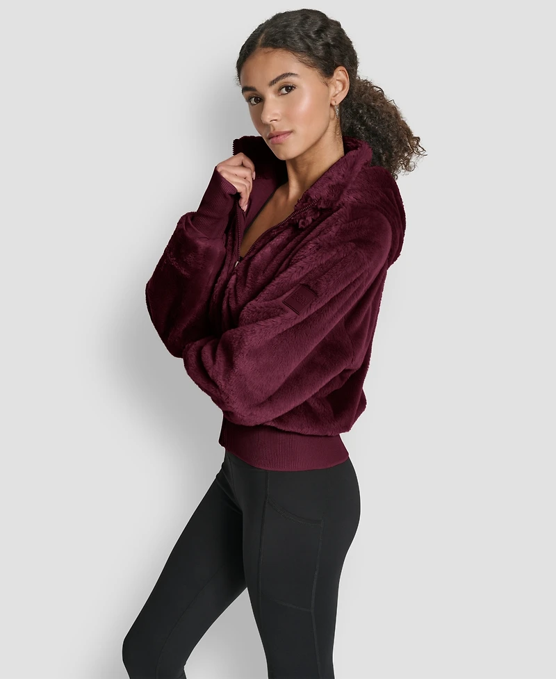 Dkny Sport Women's Faux-Fur Zip-Front Bomber Jacket