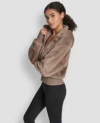 Dkny Sport Women's Faux-Fur Zip-Front Bomber Jacket