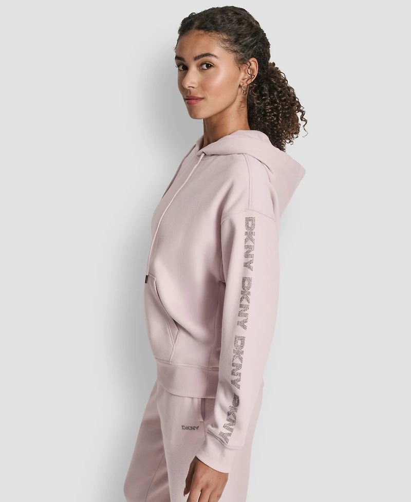 Dkny Sport Women's Rhinestone Logo Fleece Hoodie