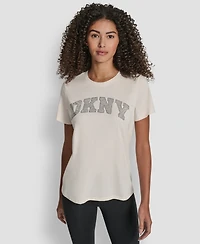 Dkny Women's Arched Exploded Rhinestone Crewneck T-Shirt