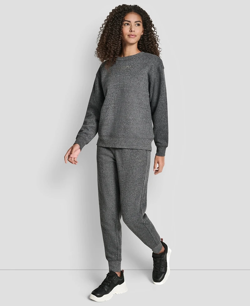 Dkny Women's Rhinestone Logo Long Line Crewneck Sweatshirt